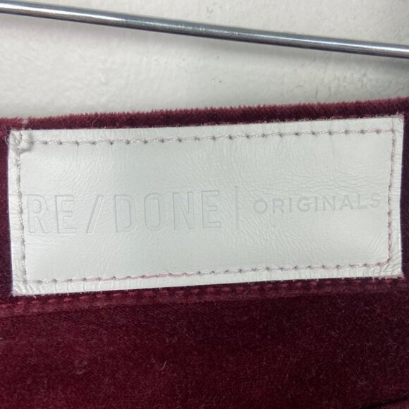 RE/DONE Burgundy Velvet Skinny Pants Button Fly Pants Size 29‎ Slim Velour Slim - Picture 7 of 12